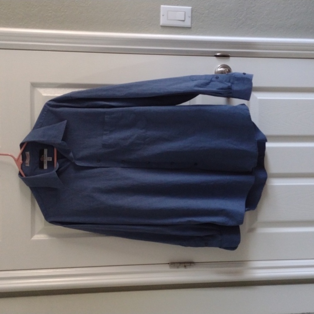 Men's blue 100% cotton 16.5 neck dress shirt